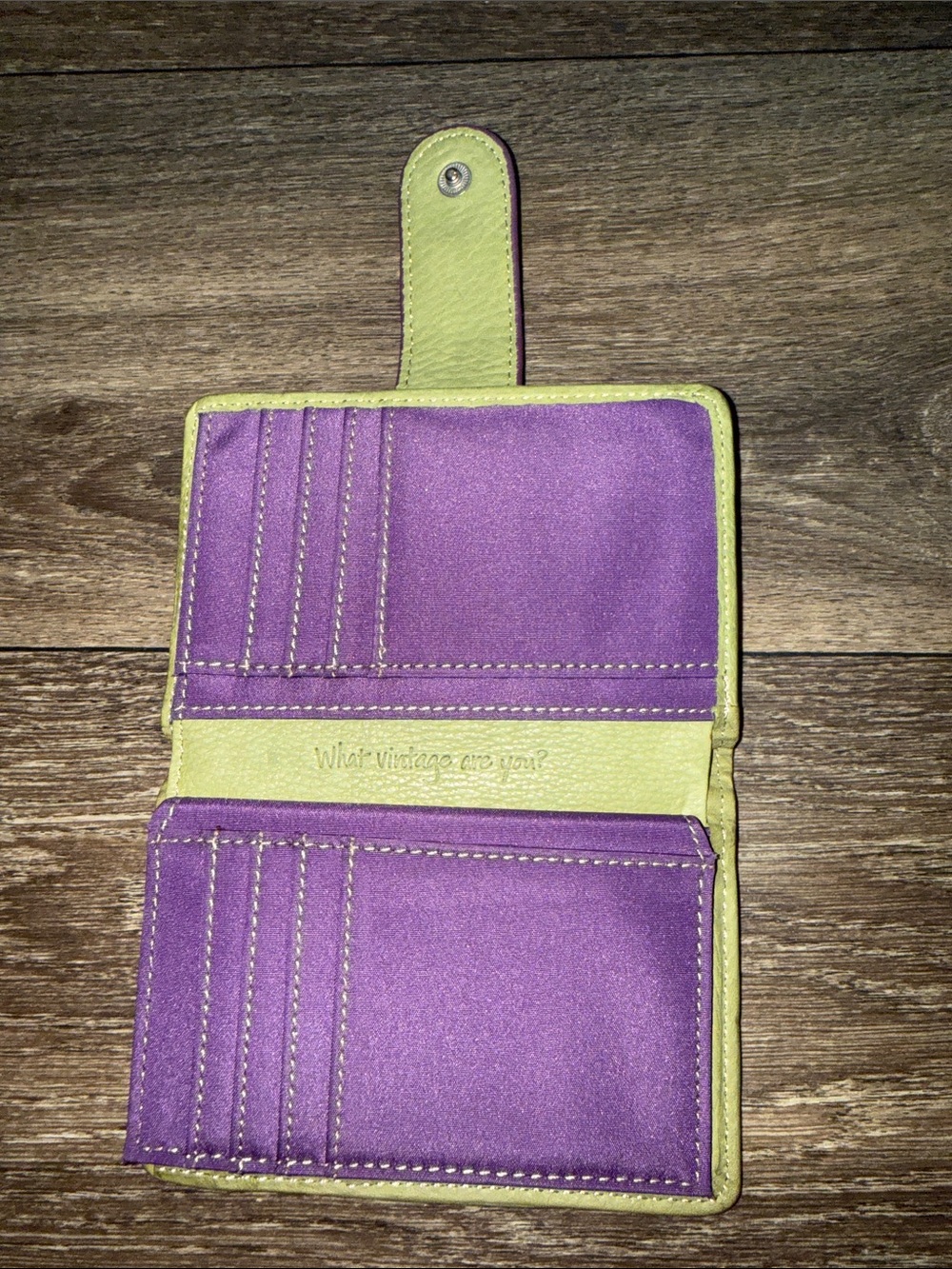 Fossil Multicolor Striped Leather Wallet with Light Green Trim - Picture 4 of 14